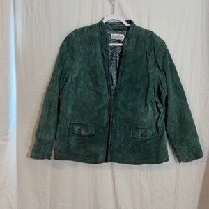 Bradley Bayou Green Suede Leather Jacket Women XL? Boho Western